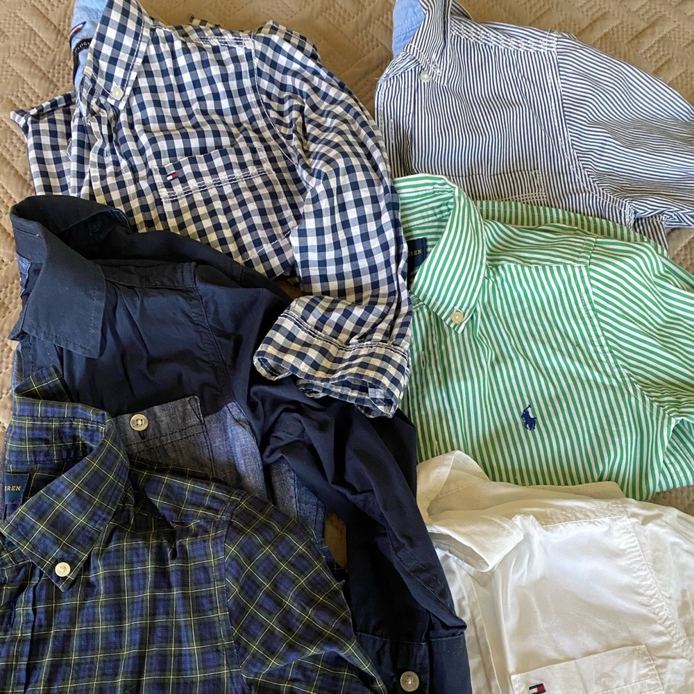 LOT OF SIX RALPH LAUREN & TOMMY HILFIGER SHIRTS